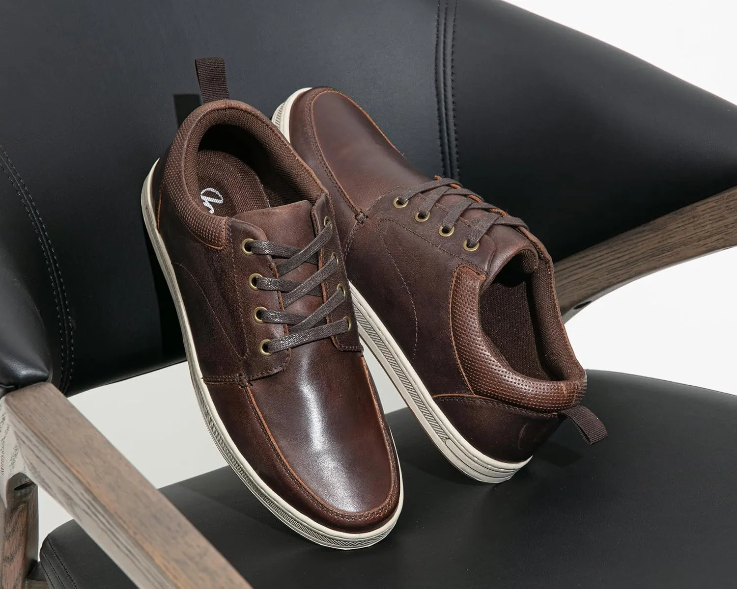 Jousen Men's Leather Fashion Sneakers Retro Dress Business Casual Shoes for Men