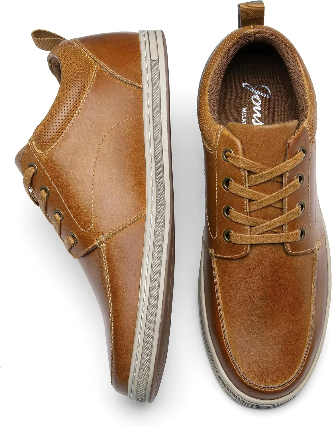 Jousen Men's Leather Fashion Sneakers Retro Dress Business Casual Shoes for Men