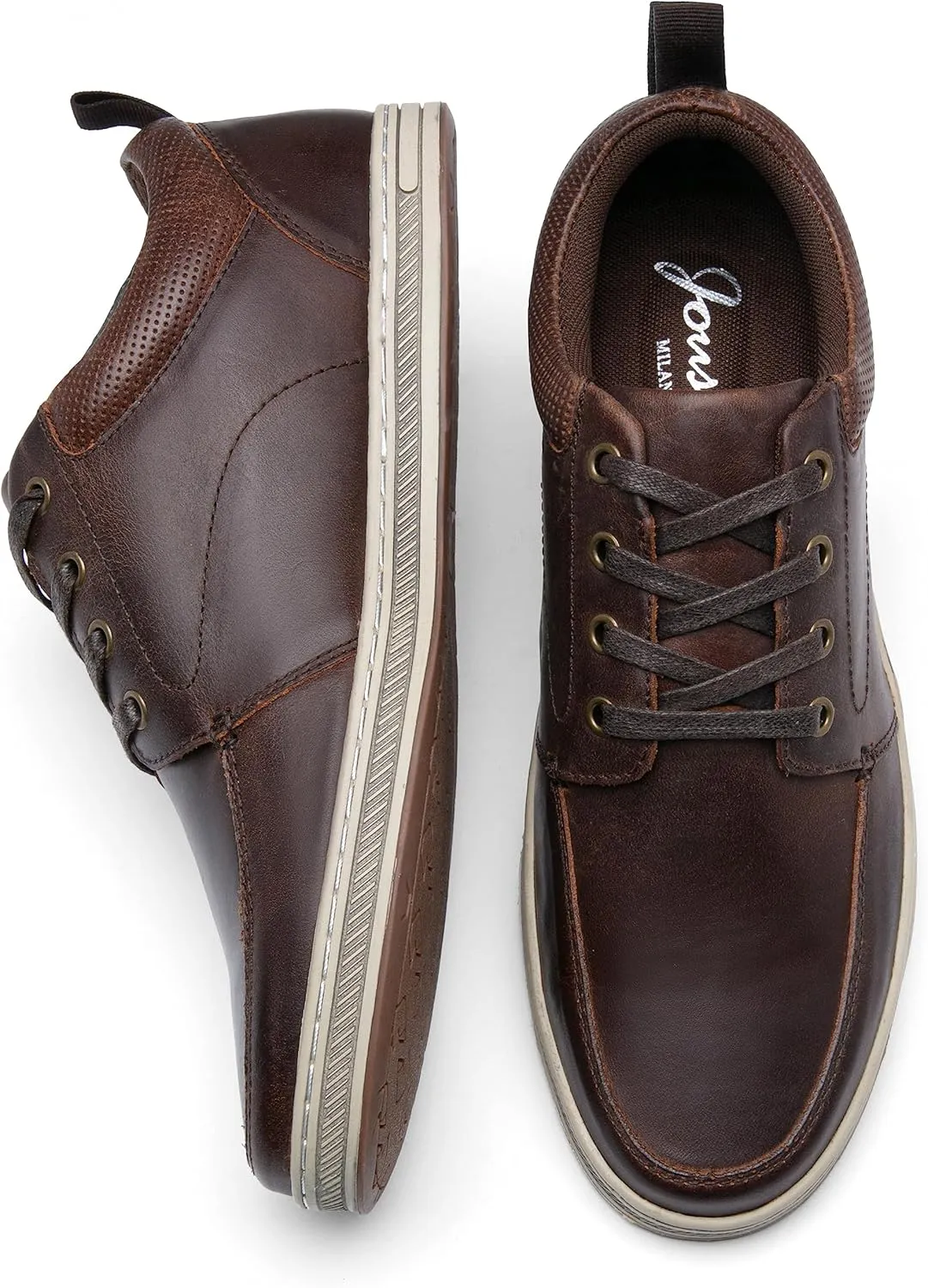 Jousen Men's Leather Fashion Sneakers Retro Dress Business Casual Shoes for Men