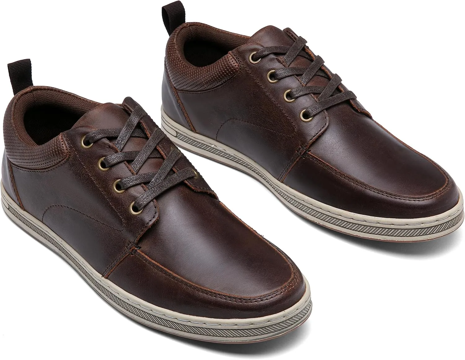 Jousen Men's Leather Fashion Sneakers Retro Dress Business Casual Shoes for Men