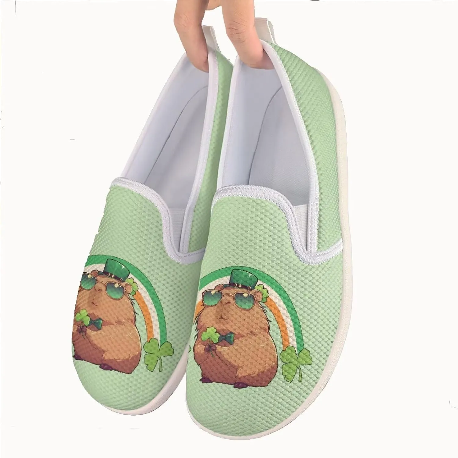 JoyLamoria Retro Butterfly Print Slip on Sneakers Mesh Fashion Running Shoes Sneakers Women Men Walking Shoes Arch Support Causal Flats