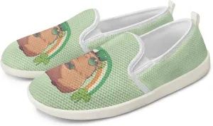 JoyLamoria Retro Butterfly Print Slip on Sneakers Mesh Fashion Running Shoes Sneakers Women Men Walking Shoes Arch Support Causal Flats
