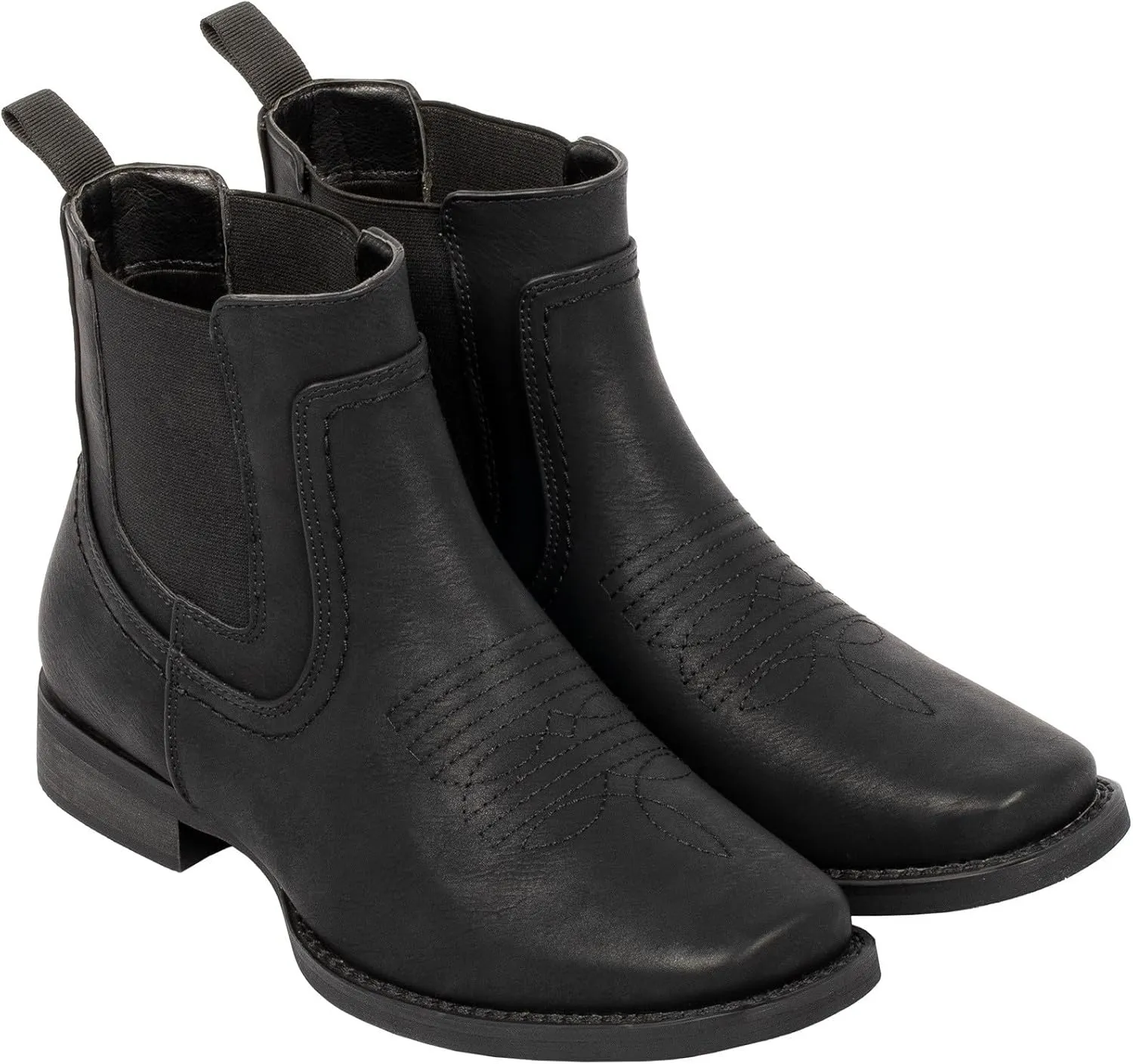 J's.o.l.e Ankle Cowboy Boots for Men Square Toe Chelsea Boots Mens Casual Retro Stylish Boots