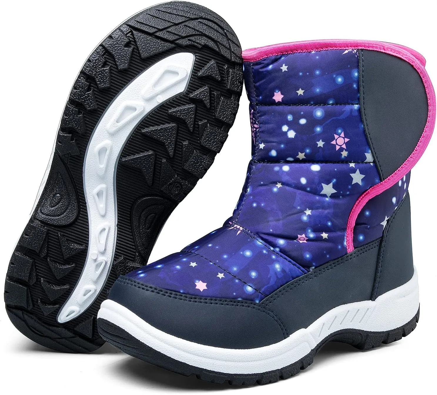 K KomForme Boys & Girls Snow Boots Warm Anti-Slip Outdoor Winter Shoes (Toddler/Little Kid/Big Kid)