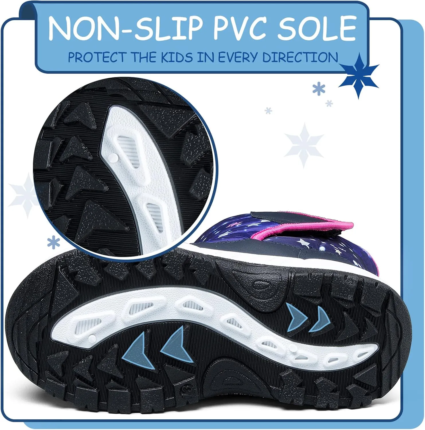 K KomForme Boys & Girls Snow Boots Warm Anti-Slip Outdoor Winter Shoes (Toddler/Little Kid/Big Kid)
