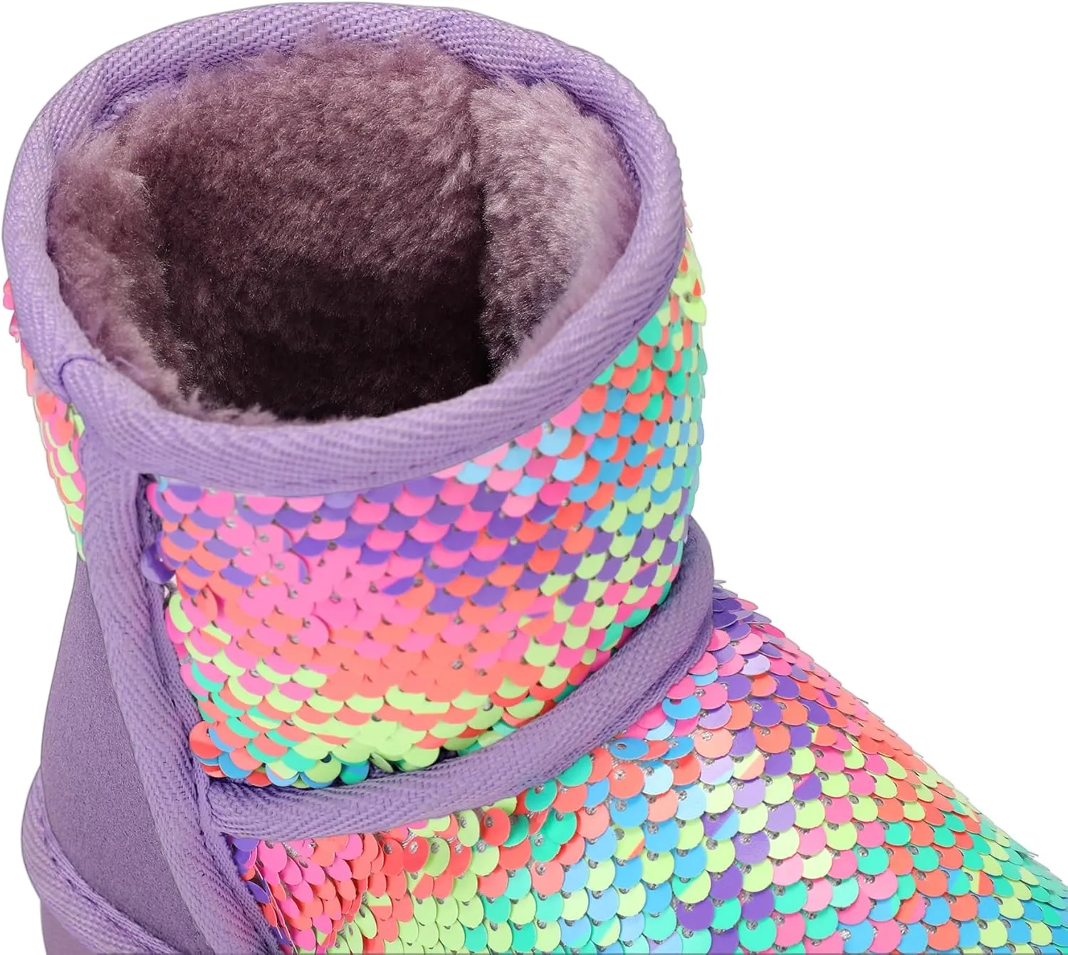 K KomForme Girls Winter Boots Sparkle Sequins Warm Snow Shoes Fur Lined Lightweight Comfy (Toddler/Little Kids/Big Kids)