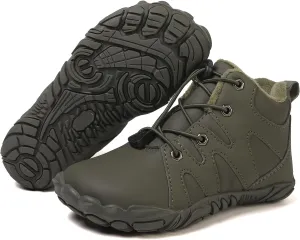 Kids Barefoot Shoes Fur Lined Zero Drop Sole,Unisex-Child Wide Toe Box Hiking Boots,Boys Girls Anti-Slip Waterproof Minimalist High Top Snow Boots (Toddler/Little Kids/Big Kids)