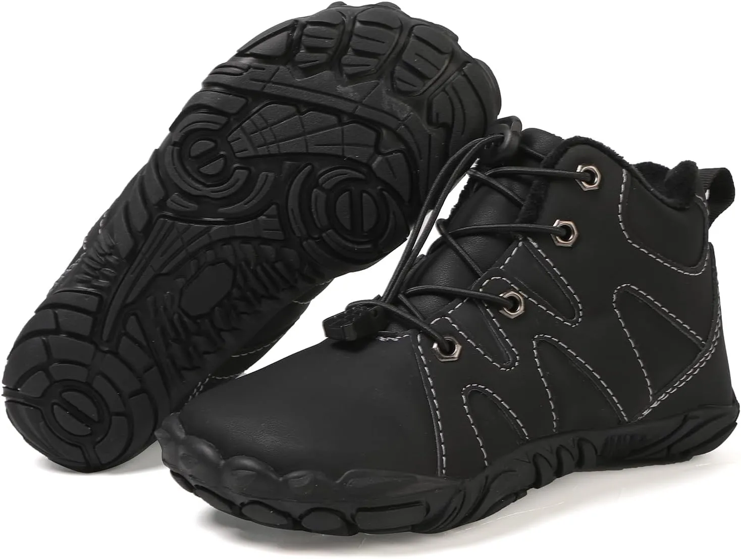 Kids Barefoot Shoes Fur Lined Zero Drop Sole,Unisex-Child Wide Toe Box Hiking Boots,Boys Girls Anti-Slip Waterproof Minimalist High Top Snow Boots (Toddler/Little Kids/Big Kids)
