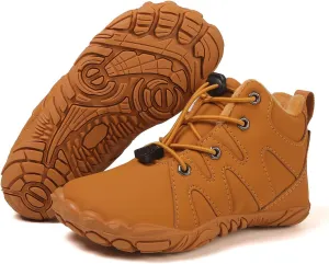 Kids Barefoot Shoes Fur Lined Zero Drop Sole,Unisex-Child Wide Toe Box Hiking Boots,Boys Girls Anti-Slip Waterproof Minimalist High Top Snow Boots (Toddler/Little Kids/Big Kids)