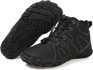 Kids Barefoot Shoes Fur Lined Zero Drop Sole,Unisex-Child Wide Toe Box Hiking Boots,Boys Girls Anti-Slip Waterproof Minimalist High Top Snow Boots (Toddler/Little Kids/Big Kids)