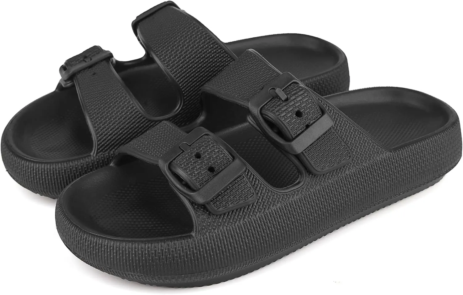 Kids Cloud Slides Girls Boys Double Buckle Slip On Sandals Youth Adjustable Flip Flops Summer Soft Pillow Slippers EVA Flat Beach Pool Shower Shoes