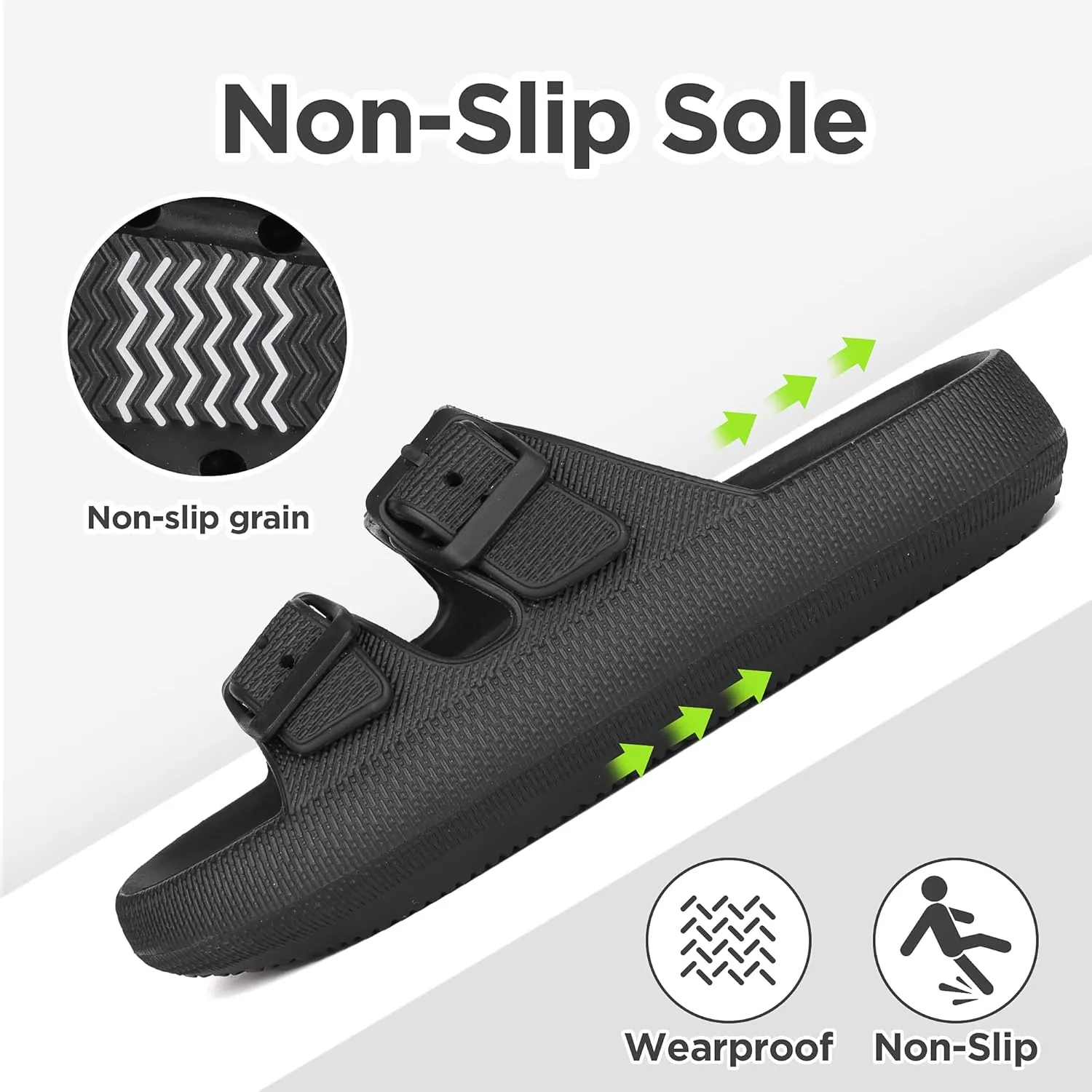 Kids Cloud Slides Girls Boys Double Buckle Slip On Sandals Youth Adjustable Flip Flops Summer Soft Pillow Slippers EVA Flat Beach Pool Shower Shoes