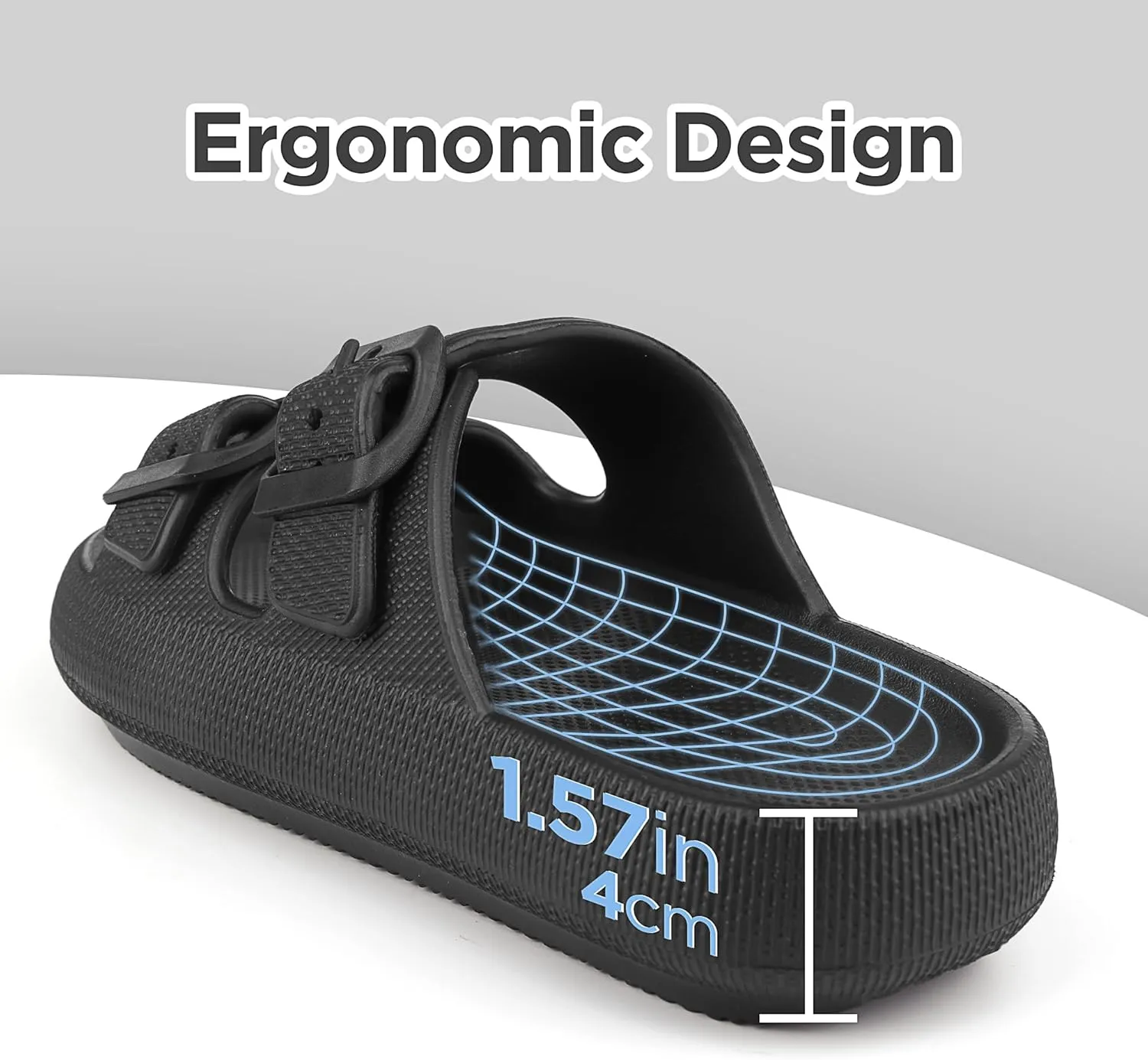 Kids Cloud Slides Girls Boys Double Buckle Slip On Sandals Youth Adjustable Flip Flops Summer Soft Pillow Slippers EVA Flat Beach Pool Shower Shoes