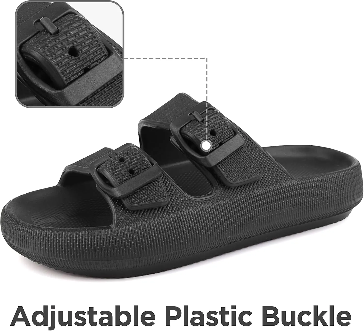 Kids Cloud Slides Girls Boys Double Buckle Slip On Sandals Youth Adjustable Flip Flops Summer Soft Pillow Slippers EVA Flat Beach Pool Shower Shoes
