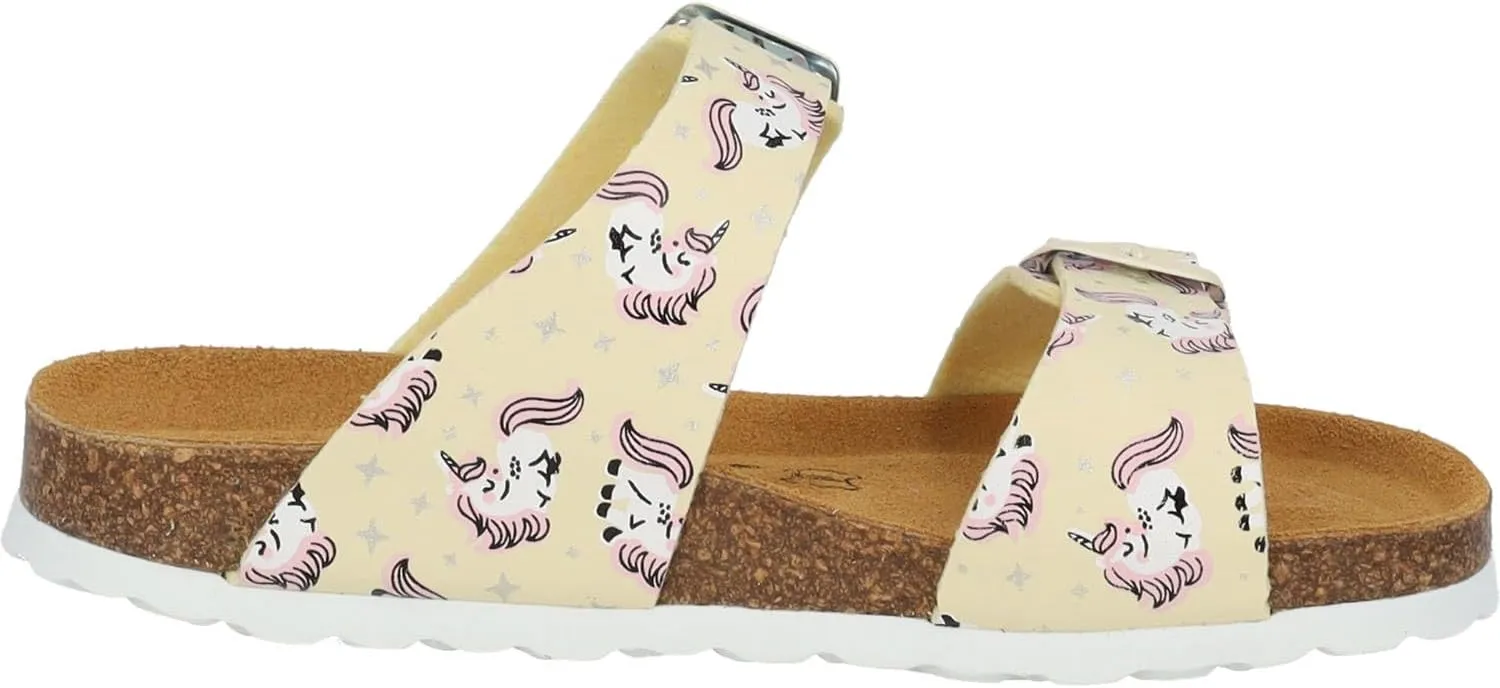 Kids Samos G Print Girl's Sandals with Adjustable Straps - Comfortable Shoes with Fine Suede Sole - Sneakers with Natural Cork Footbed