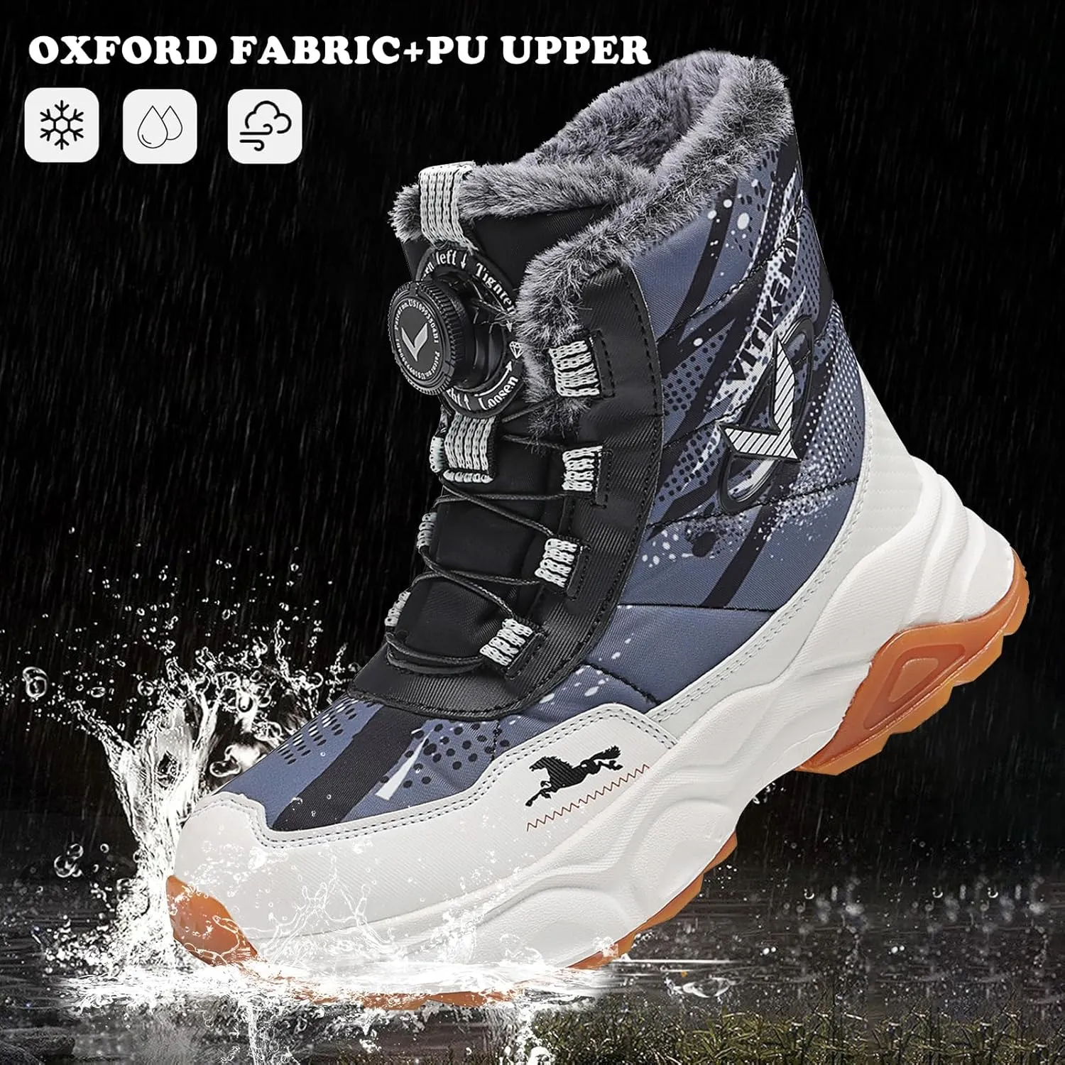 Kids Snow Boots Boys Girls Winter Shoes Warm Waterproof Slip Resistant Outdoor Hiking Walking Boot
