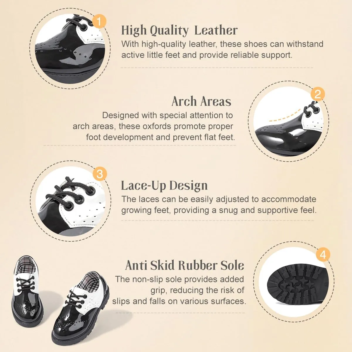 KIDSUN Toddler Boy’s Girl’s Dress Shoes Comfort Lace-Up Oxford School Uniform Shoes Loafer Flats (Toddler/Little Kid) E-Black