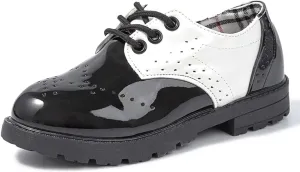 KIDSUN Toddler Boy’s Girl’s Dress Shoes Comfort Lace-Up Oxford School Uniform Shoes Loafer Flats (Toddler/Little Kid) E-Black