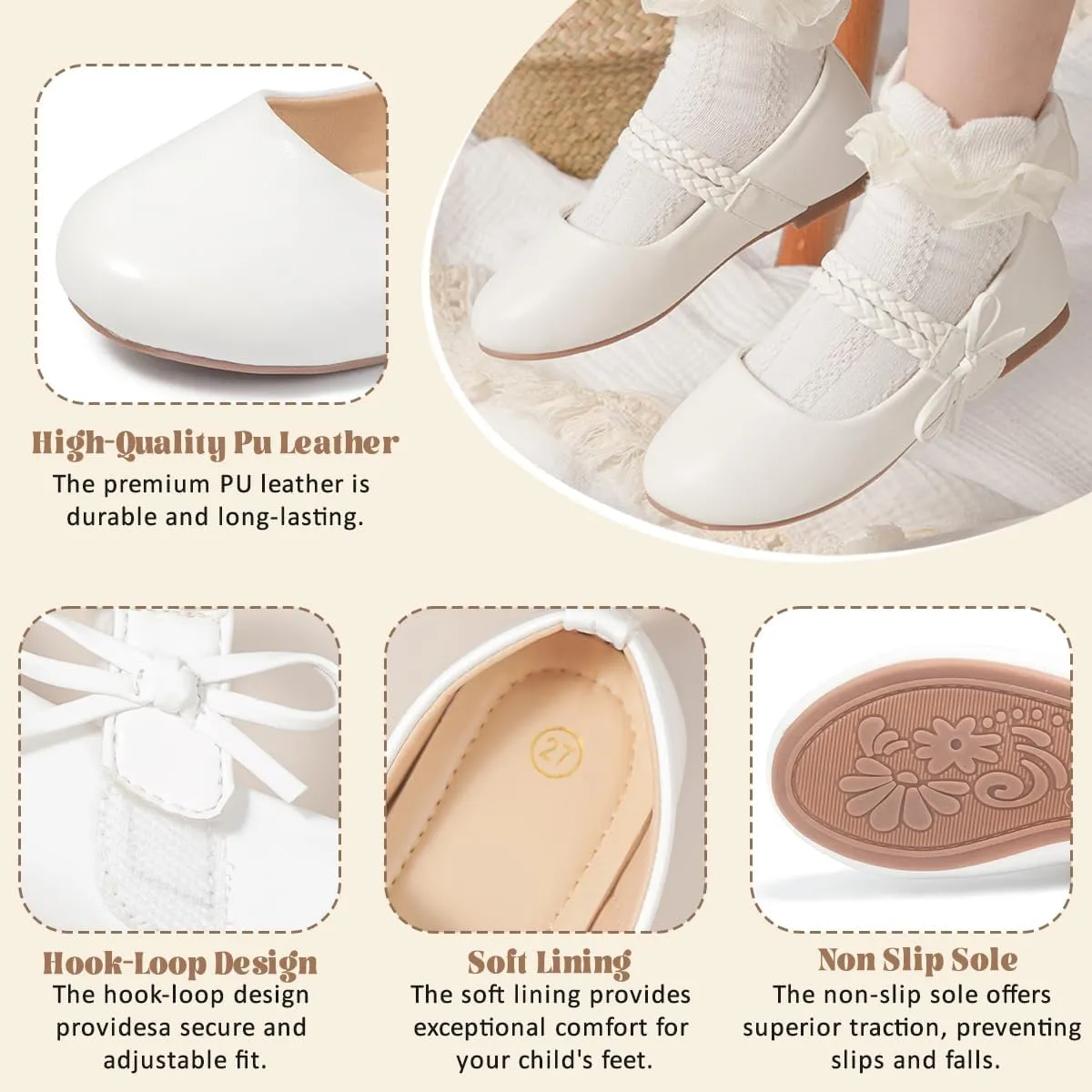 KIDSUN Toddler Girls Dress Shoes Mary Jane Flats Bow Princess Ballerina Wedding Party Back to School Shoes for Kids