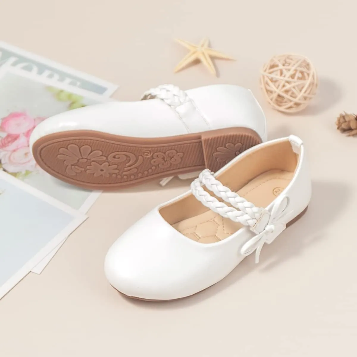 KIDSUN Toddler Girls Dress Shoes Mary Jane Flats Bow Princess Ballerina Wedding Party Back to School Shoes for Kids