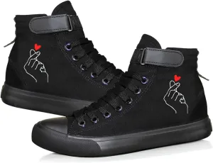 KPOP Merch Gifts for Teen Girls Sneakers Canvas Heart Hand Symbol Unisex Shoes High Top Sneakers for Womens and Mens