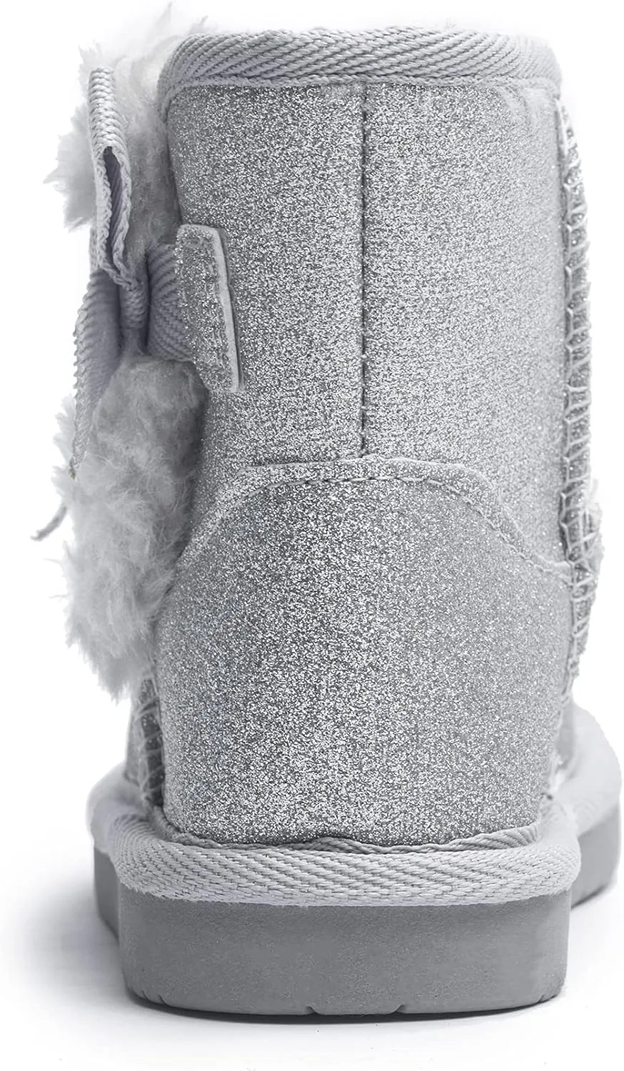 KRABOR Toddlers/Little Girls Boots,Glitter Warm Winter Snow Shoes with Cotton Lining and Cute Bow