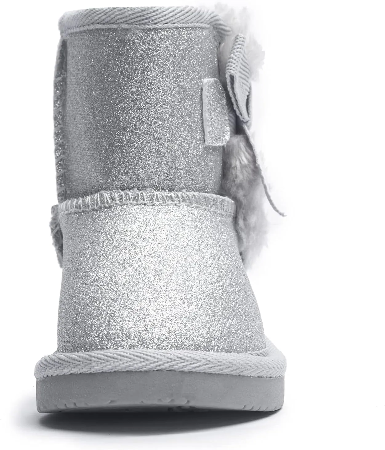 KRABOR Toddlers/Little Girls Boots,Glitter Warm Winter Snow Shoes with Cotton Lining and Cute Bow