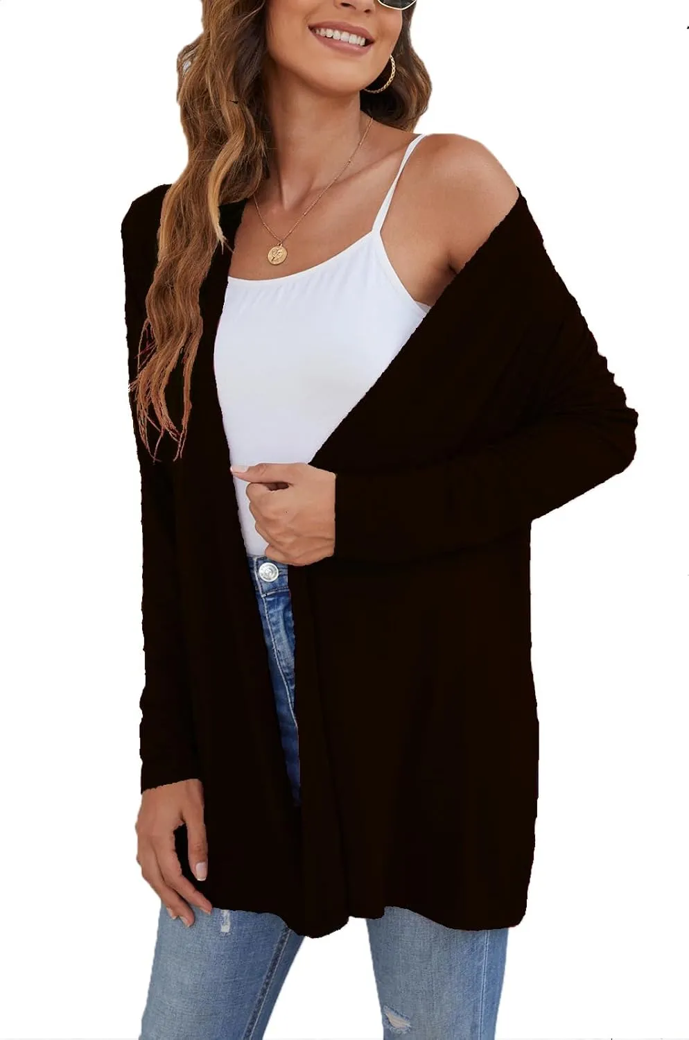 Ladlop Women's Lightweight Open Front Cardigans Long Sleeve Casual Soft Drape Fall Cardigan