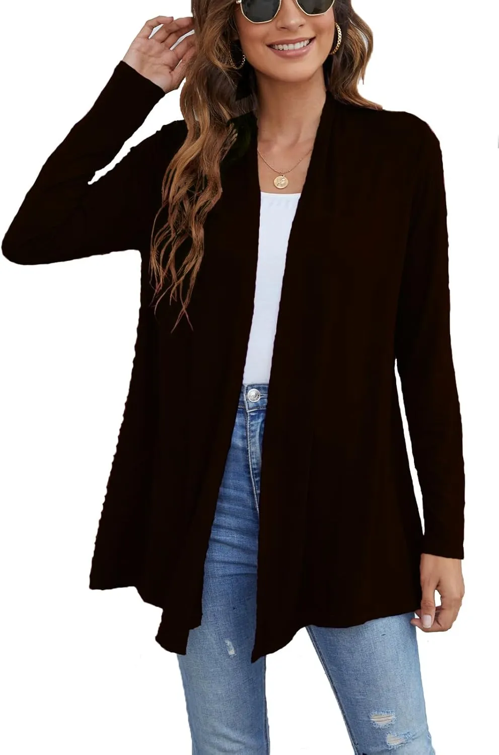 Ladlop Women's Lightweight Open Front Cardigans Long Sleeve Casual Soft Drape Fall Cardigan