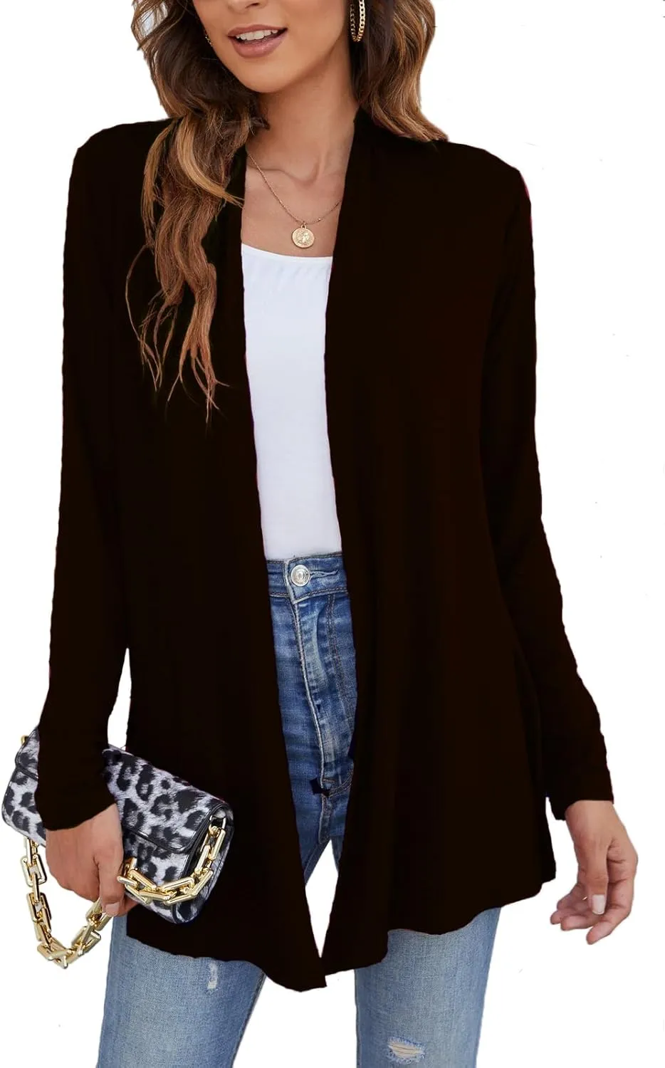 Ladlop Women's Lightweight Open Front Cardigans Long Sleeve Casual Soft Drape Fall Cardigan