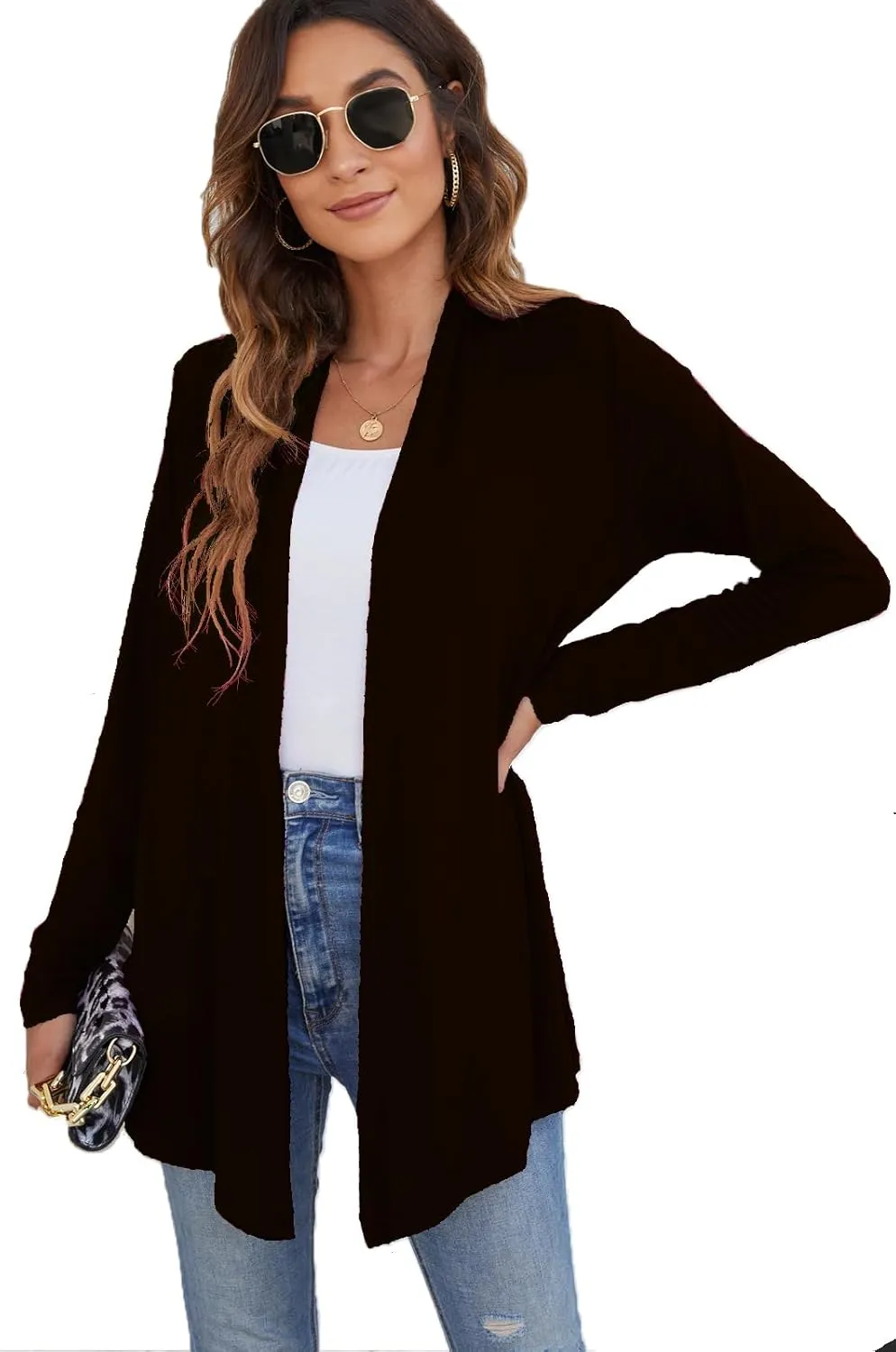 Ladlop Women's Lightweight Open Front Cardigans Long Sleeve Casual Soft Drape Fall Cardigan