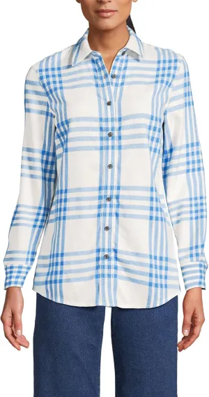 Lands' End Blake Shelton x Women's Flannel Boyfriend Fit Long Sleeve Shirt