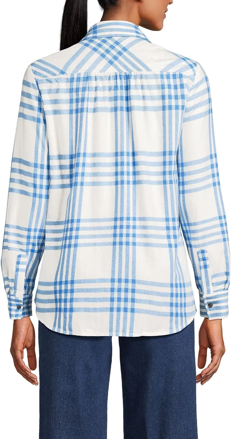 Lands' End Blake Shelton x Women's Flannel Boyfriend Fit Long Sleeve Shirt