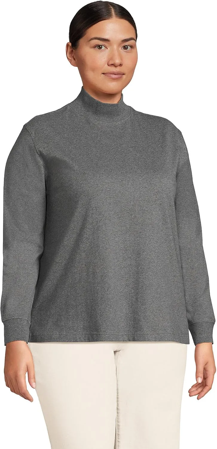 Lands' End Women's Plus Size Long Sleeve Super T Mock