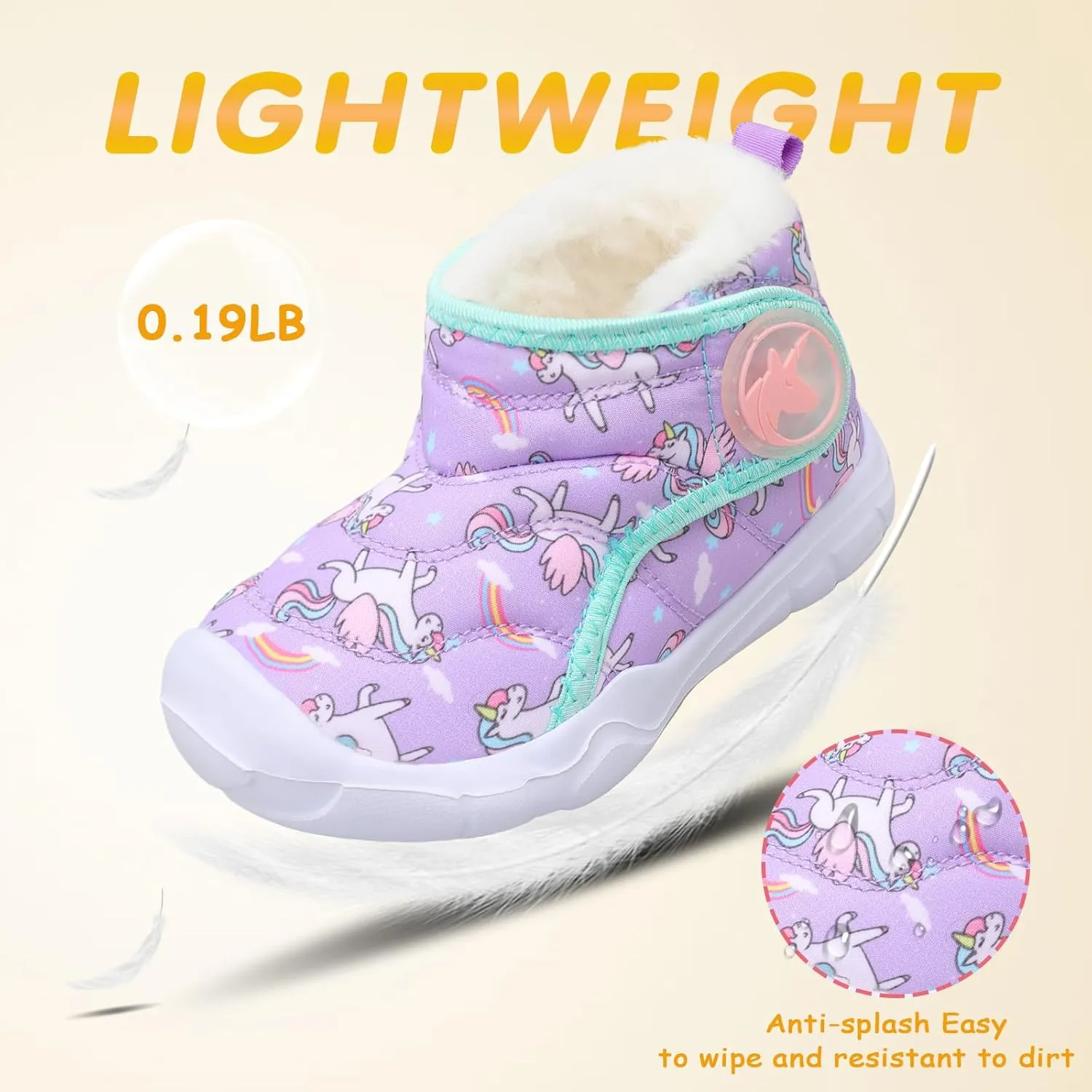 LeIsfIt Toddler Boots Girls Boys Winter Boots Cozy Fleece Snow Boots Indoor Outdoor Warm Shoes