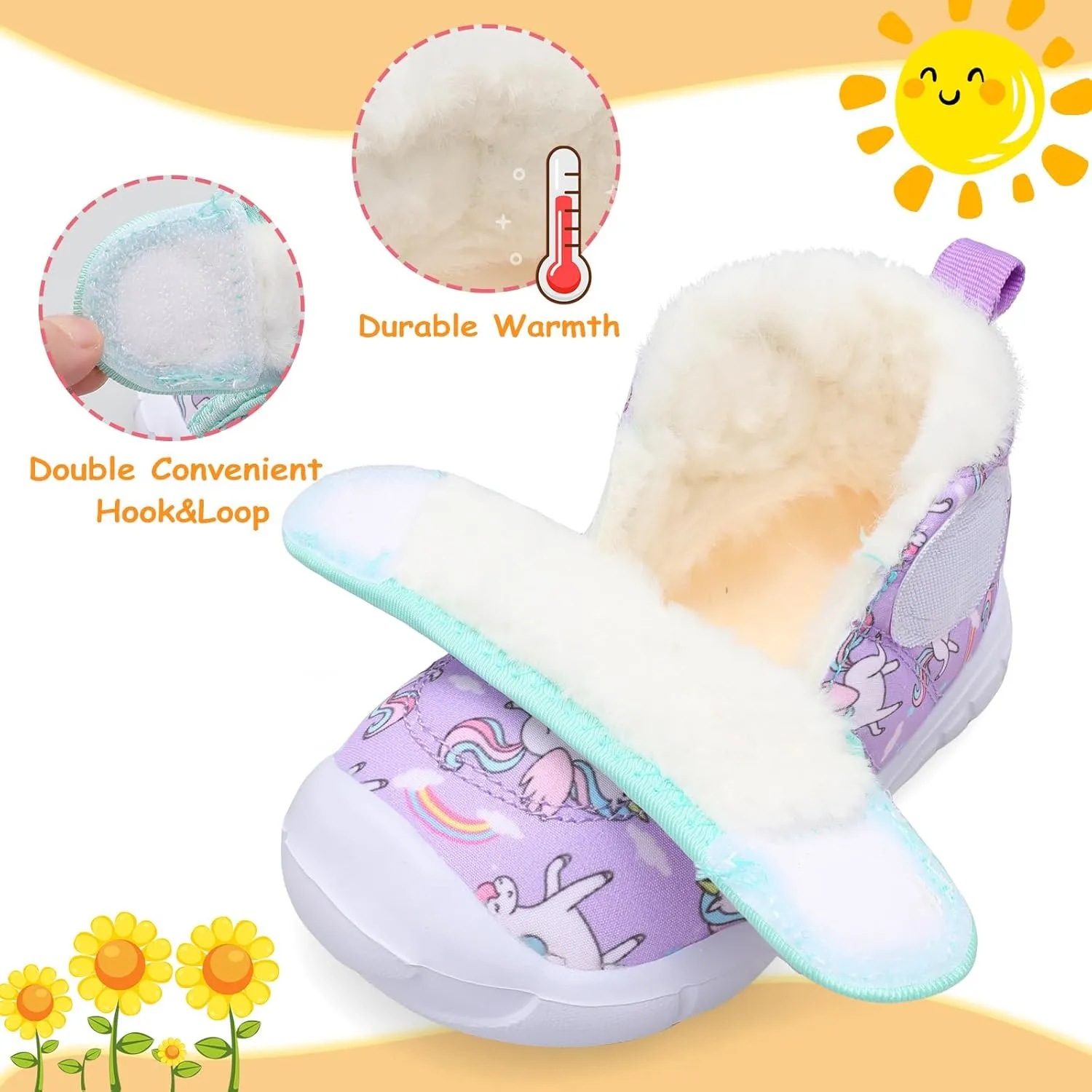 LeIsfIt Toddler Boots Girls Boys Winter Boots Cozy Fleece Snow Boots Indoor Outdoor Warm Shoes