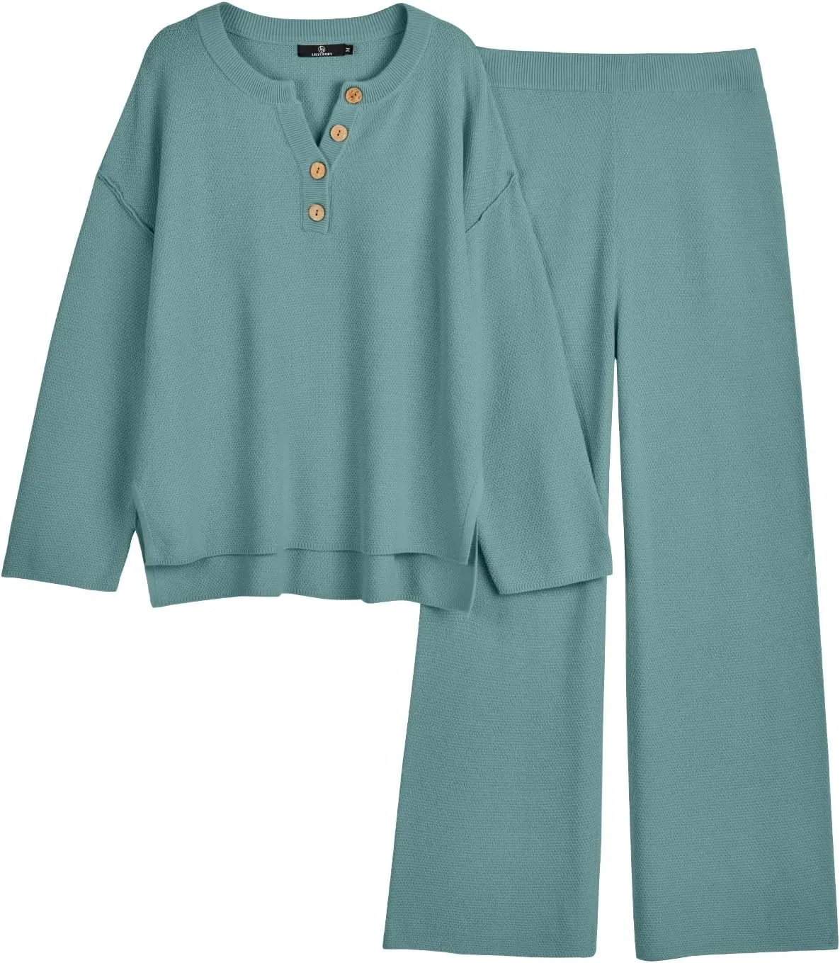LILLUSORY Women's 2 Piece Lounge Sets Oversized Slouchy Matching Cozy Knit Sets