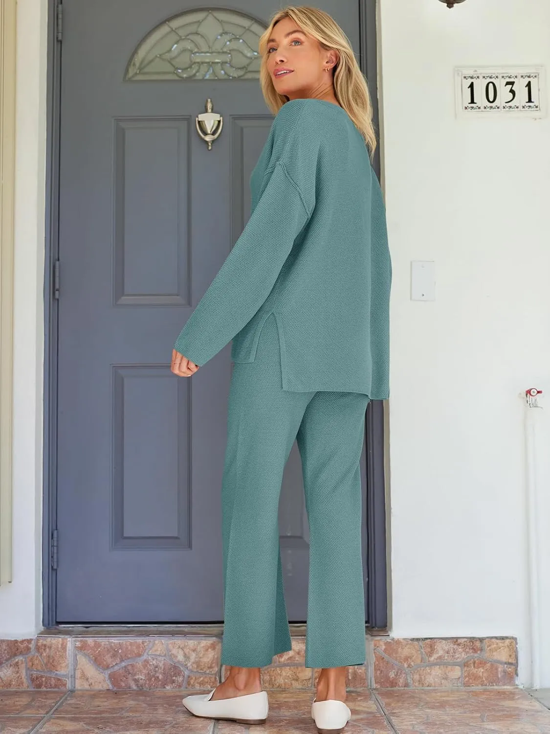 LILLUSORY Women's 2 Piece Lounge Sets Oversized Slouchy Matching Cozy Knit Sets