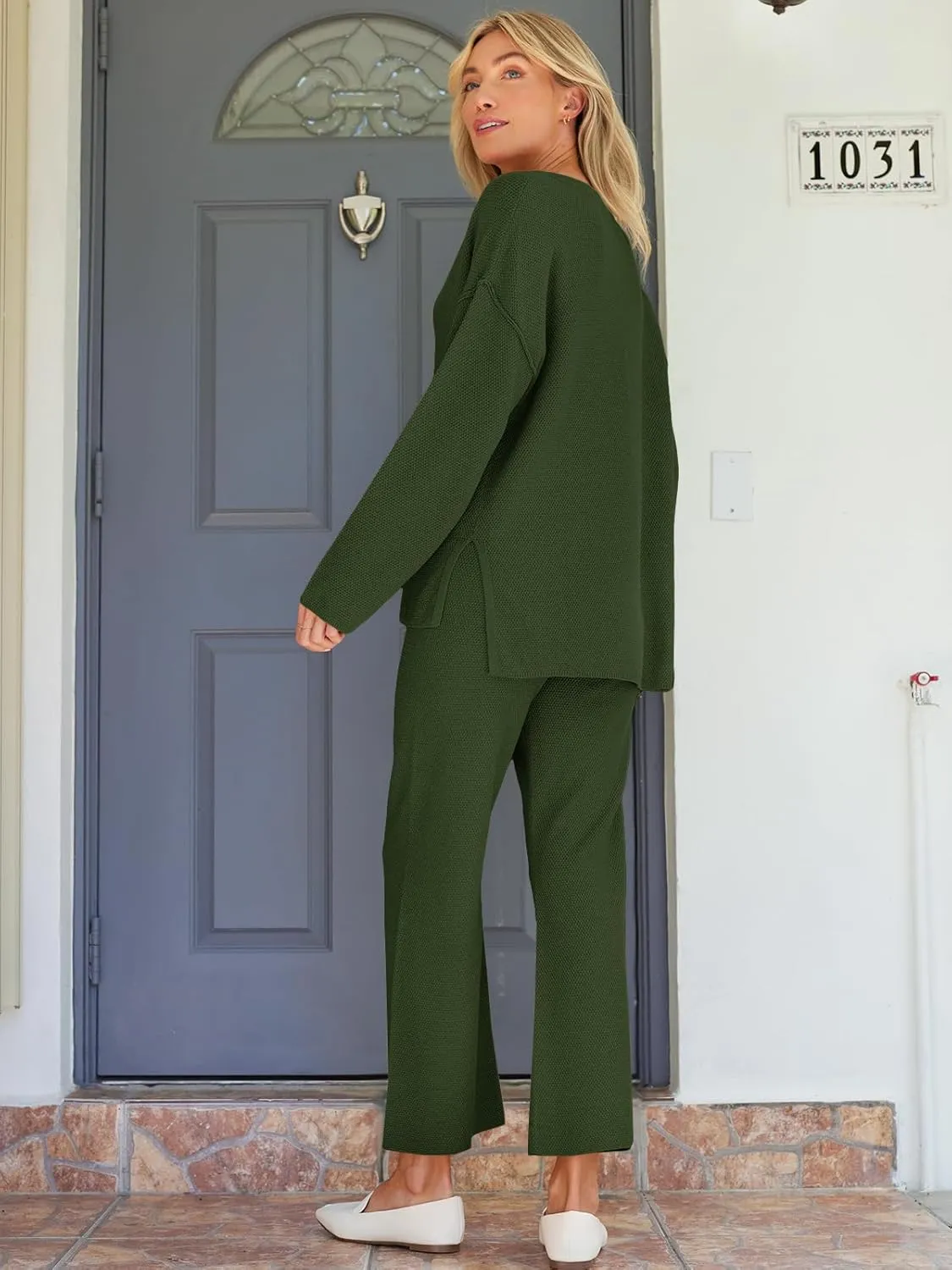 LILLUSORY Women's 2 Piece Lounge Sets Oversized Slouchy Matching Cozy Knit Sets