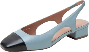 Linea Paolo - Charley - Womens Cap Toe Chop Out Low Block Heel Pumps