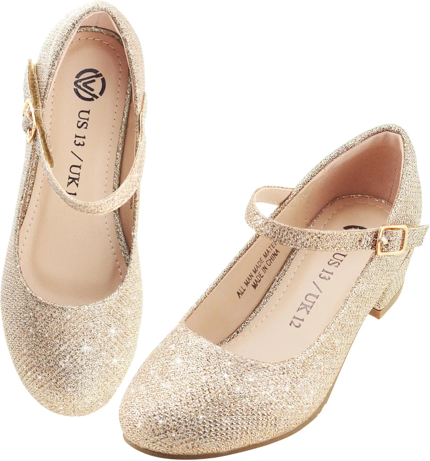 LseLom Girls Dress Shoes-Mary Jane Shoes for Girls Low Heel Princess Hook and Loop Dress Shoes Party Wedding Flats for Little/Big Kids