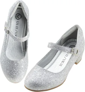 LseLom Girls Dress Shoes-Mary Jane Shoes for Girls Low Heel Princess Hook and Loop Dress Shoes Party Wedding Flats for Little/Big Kids