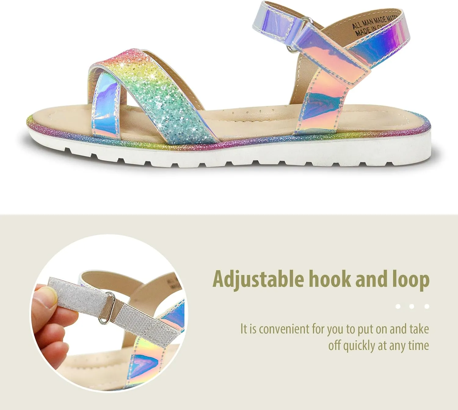 LseLom Girls Sandals Cute Open Toe Sandals Glitter Party Wedding Princess Summer Flats
