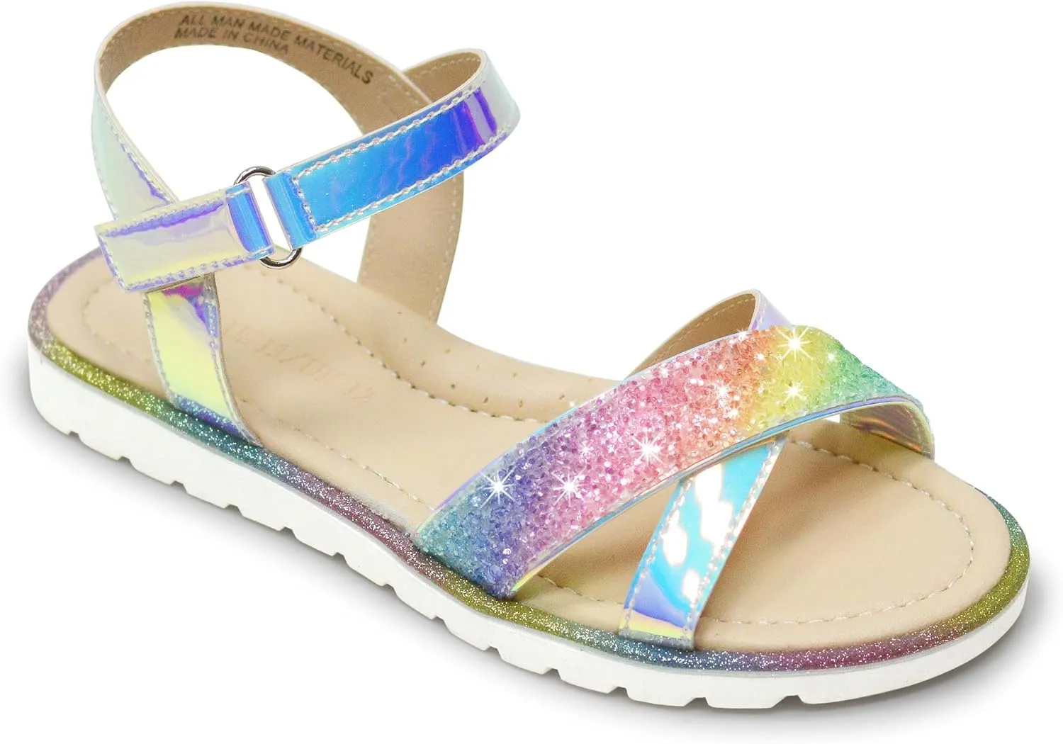 LseLom Girls Sandals Cute Open Toe Sandals Glitter Party Wedding Princess Summer Flats