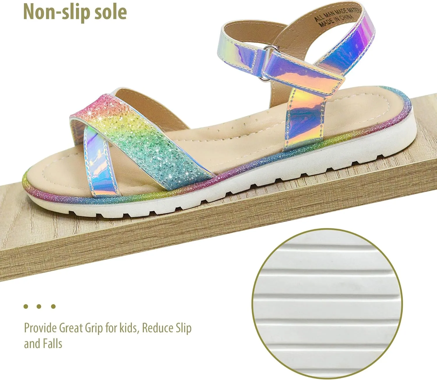 LseLom Girls Sandals Cute Open Toe Sandals Glitter Party Wedding Princess Summer Flats