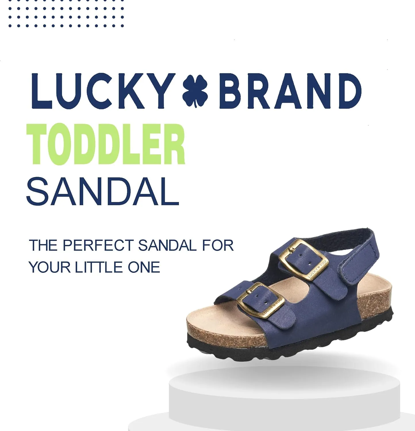 Lucky Brand Toddler Unisex Baby Boy Blanc Double Strap Casual Toddlers Sandals with Hook and Loop Closure (Toddlers)