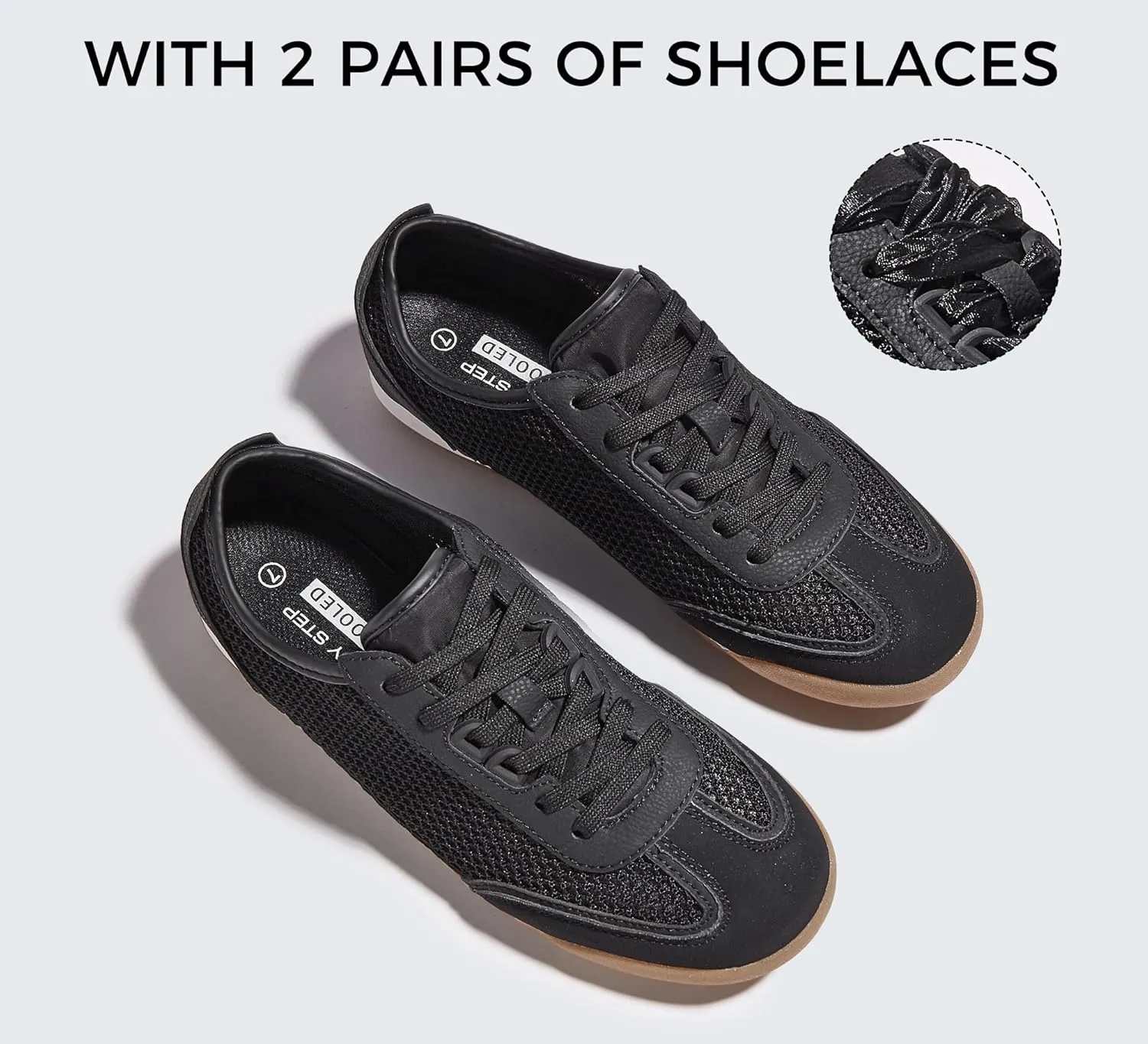 LUCKY STEP Women's Mesh Casual Fashion Sneakers Retro Breathable Walking Shoes Lightweight Classic Tennis Trainers