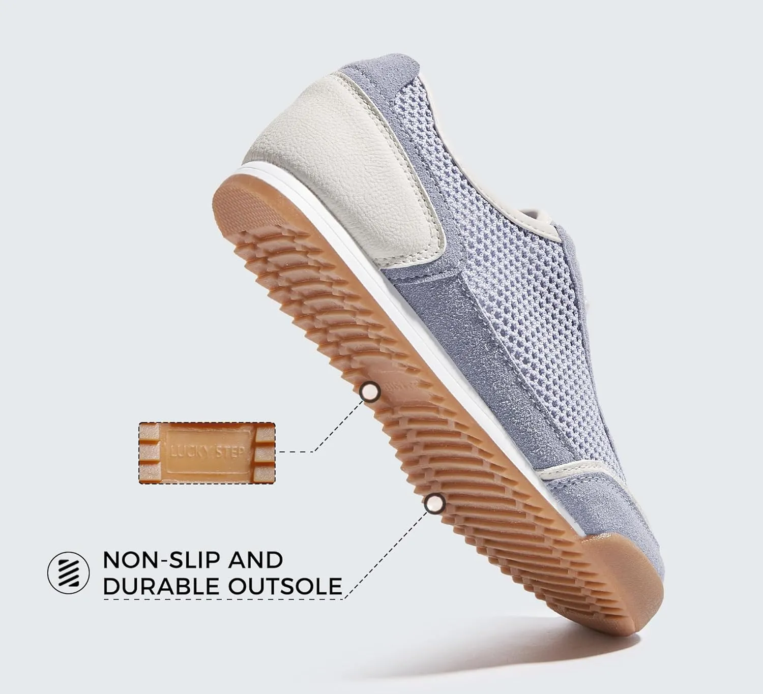 LUCKY STEP Women's Mesh Casual Fashion Sneakers Retro Breathable Walking Shoes Lightweight Classic Tennis Trainers