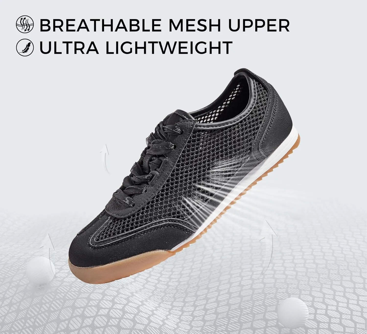 LUCKY STEP Women's Mesh Casual Fashion Sneakers Retro Breathable Walking Shoes Lightweight Classic Tennis Trainers