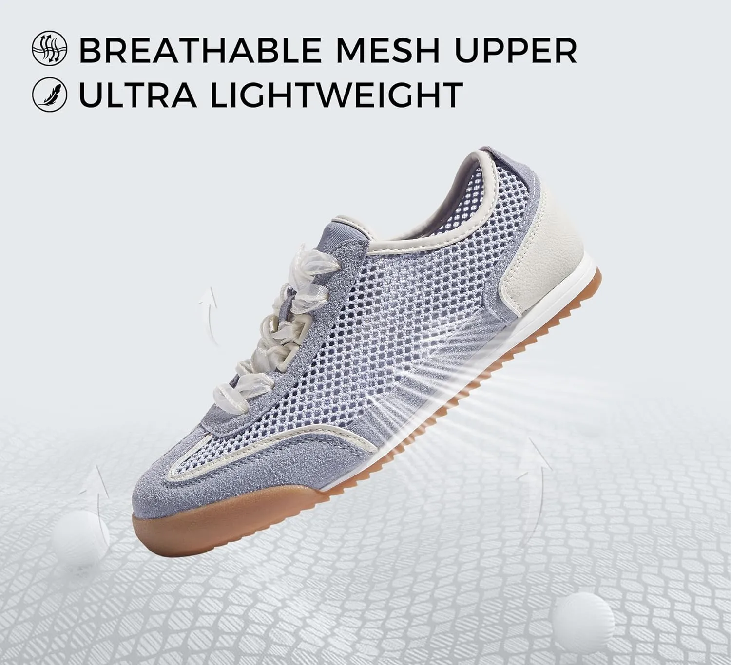 LUCKY STEP Women's Mesh Casual Fashion Sneakers Retro Breathable Walking Shoes Lightweight Classic Tennis Trainers